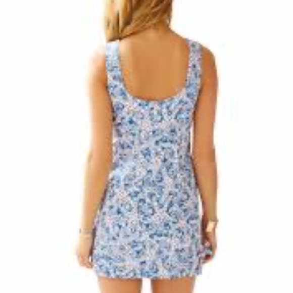 Lilly Pulitzer Delia Indigo Star Crush Print Vintage Dobby Shift Dress 6 - Picture 2 of 13